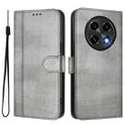 For OPPO A2 Pro 5G / F27 Pro 5G Line Splicing Buckle Retro Leather Phone Case(Grey) - 2