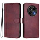 For OPPO A2 Pro 5G / F27 Pro 5G Line Splicing Buckle Retro Leather Phone Case(Wine Red) - 2