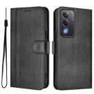 For OPPO A3 Pro 5G Global / India / A80 5G EU Line Splicing Buckle Retro Leather Phone Case(Black) - 2