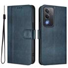 For OPPO A3 Pro 5G Global / India / A80 5G EU Line Splicing Buckle Retro Leather Phone Case(Dark Blue) - 2