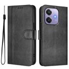 For OPPO A3x 5G / 4G India / A3 4G / 5G Line Splicing Buckle Retro Leather Phone Case(Black) - 2
