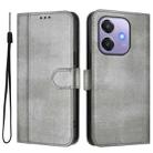 For OPPO A3x 5G / 4G India / A3 4G / 5G Line Splicing Buckle Retro Leather Phone Case(Grey) - 2