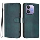 For OPPO A3x 5G / 4G India / A3 4G / 5G Line Splicing Buckle Retro Leather Phone Case(Dark Green) - 2