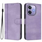 For OPPO A3x 5G / 4G India / A3 4G / 5G Line Splicing Buckle Retro Leather Phone Case(Purple) - 2