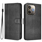 For OPPO A5 Pro 5G Global Line Splicing Buckle Retro Leather Phone Case(Black) - 2