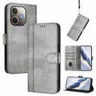 For OPPO A5 Pro 5G Global Line Splicing Buckle Retro Leather Phone Case(Grey) - 1