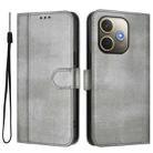 For OPPO A5 Pro 5G Global Line Splicing Buckle Retro Leather Phone Case(Grey) - 2