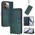 For OPPO A5 Pro 5G Global Line Splicing Buckle Retro Leather Phone Case(Dark Green) - 1