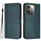 For OPPO A5 Pro 5G Global Line Splicing Buckle Retro Leather Phone Case(Dark Green) - 2