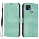 For OPPO A16e Line Splicing Buckle Retro Leather Phone Case(Mint) - 2
