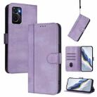 For OPPO A36 4G / A76 4G / A96 4G Line Splicing Buckle Retro Leather Phone Case(Purple) - 1