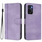 For OPPO A36 4G / A76 4G / A96 4G Line Splicing Buckle Retro Leather Phone Case(Purple) - 2