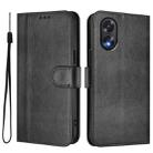 For OPPO A38 4G / A18 4G Global Line Splicing Buckle Retro Leather Phone Case(Black) - 2