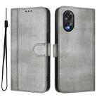 For OPPO A38 4G / A18 4G Global Line Splicing Buckle Retro Leather Phone Case(Grey) - 2