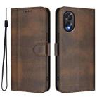 For OPPO A38 4G / A18 4G Global Line Splicing Buckle Retro Leather Phone Case(Brown) - 2