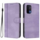 For OPPO A54 5G / A74 5G / A93 5G Line Splicing Buckle Retro Leather Phone Case(Purple) - 2