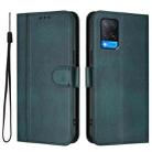For OPPO A56 5G / A55 5G / A54 4G Line Splicing Buckle Retro Leather Phone Case(Dark Green) - 2