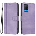 For OPPO A56 5G / A55 5G / A54 4G Line Splicing Buckle Retro Leather Phone Case(Purple) - 2