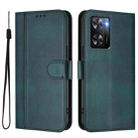 For OPPO A57 4G / A77 4G / A57s 4G Global Line Splicing Buckle Retro Leather Phone Case(Dark Green) - 2