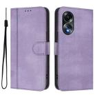 For OPPO A58 4G Global Line Splicing Buckle Retro Leather Phone Case(Purple) - 2