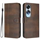 For OPPO A60 4G Global Line Splicing Buckle Retro Leather Phone Case(Brown) - 2