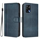 For OPPO A74 4G / F19 / A95 4G Global Line Splicing Buckle Retro Leather Phone Case(Dark Blue) - 2