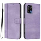 For OPPO A74 4G / F19 / A95 4G Global Line Splicing Buckle Retro Leather Phone Case(Purple) - 2