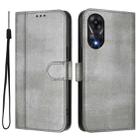 For OPPO A78 4G Global Line Splicing Buckle Retro Leather Phone Case(Grey) - 2