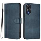 For OPPO A78 4G Global Line Splicing Buckle Retro Leather Phone Case(Dark Blue) - 2