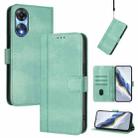 For OPPO A78 5G Global / A1x 5G Line Splicing Buckle Retro Leather Phone Case(Mint) - 1