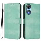 For OPPO A78 5G Global / A1x 5G Line Splicing Buckle Retro Leather Phone Case(Mint) - 2