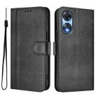 For OPPO A78 5G Global / A1x 5G Line Splicing Buckle Retro Leather Phone Case(Black) - 2