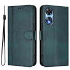 For OPPO A78 5G Global / A1x 5G Line Splicing Buckle Retro Leather Phone Case(Dark Green) - 2