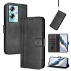 For OPPO A79 5G Global Line Splicing Buckle Retro Leather Phone Case(Black) - 1