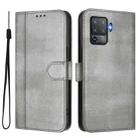 For OPPO F19 Pro / Reno5 F Line Splicing Buckle Retro Leather Phone Case(Grey) - 2
