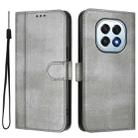 For OPPO F29 5G Global Line Splicing Buckle Retro Leather Phone Case(Grey) - 2