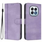 For OPPO F29 5G Global Line Splicing Buckle Retro Leather Phone Case(Purple) - 2