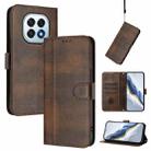 For OPPO F29 5G Global Line Splicing Buckle Retro Leather Phone Case(Brown) - 1