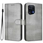 For OPPO Find X5 Line Splicing Buckle Retro Leather Phone Case(Grey) - 2