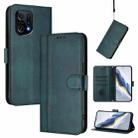 For OPPO Find X5 Line Splicing Buckle Retro Leather Phone Case(Dark Green) - 1