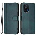 For OPPO Find X5 Line Splicing Buckle Retro Leather Phone Case(Dark Green) - 2