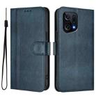 For OPPO Find X5 Line Splicing Buckle Retro Leather Phone Case(Dark Blue) - 2