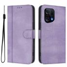 For OPPO Find X5 Line Splicing Buckle Retro Leather Phone Case(Purple) - 2
