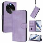 For OPPO Find X6 5G Line Splicing Buckle Retro Leather Phone Case(Purple) - 1