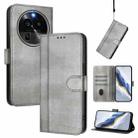 For OPPO Find X6 Pro 5G Line Splicing Buckle Retro Leather Phone Case(Grey) - 1