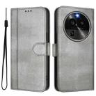 For OPPO Find X6 Pro 5G Line Splicing Buckle Retro Leather Phone Case(Grey) - 2