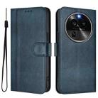 For OPPO Find X6 Pro 5G Line Splicing Buckle Retro Leather Phone Case(Dark Blue) - 2