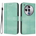 For OPPO Find X7 Line Splicing Buckle Retro Leather Phone Case(Mint) - 2