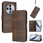 For OPPO Find X7 Line Splicing Buckle Retro Leather Phone Case(Brown) - 1