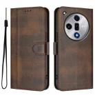 For OPPO Find X7 Line Splicing Buckle Retro Leather Phone Case(Brown) - 2